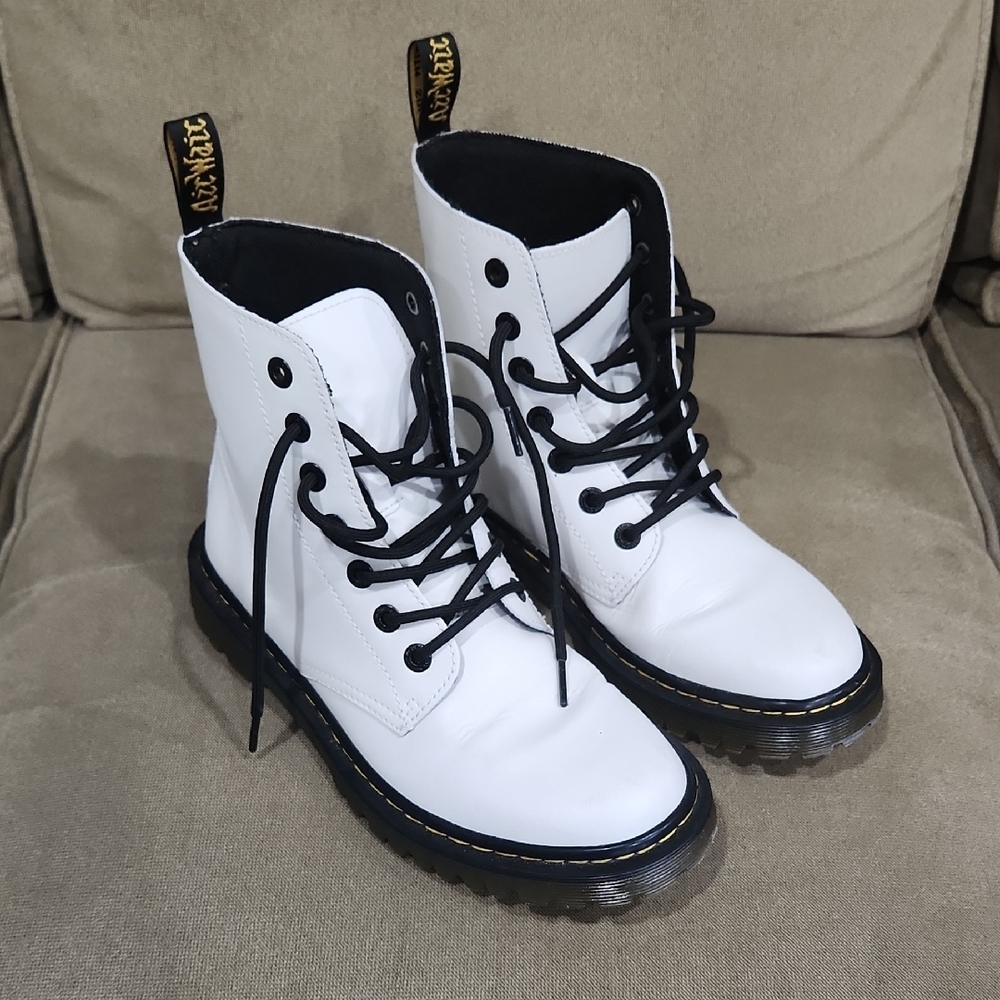 Dr. Martens White Leather Women's Boots